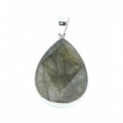 Anhänger Labradorit Tropfen facettiert, 34x52 mm , 925er Silber