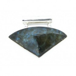 Anhänger Labradorit Pipe Dreieck blau schimmernd facettiert, 26x35 mm, 925er Silber