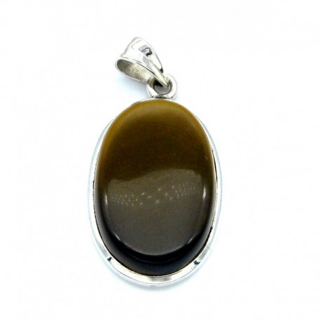 Anhänger Tigerauge Oval, 22x42 mm, 925er Silber