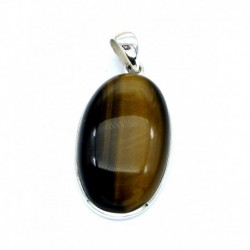 Anhänger Tigerauge Oval, 23x50 mm, 925er Silber