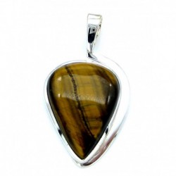Anhänger Tigerauge Freeform Tropfen, 24x43 mm, 925er Silber