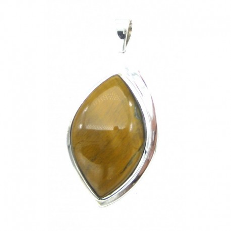 Anhänger Tigerauge Freeform Auge, 23x49 mm, 925er Silber