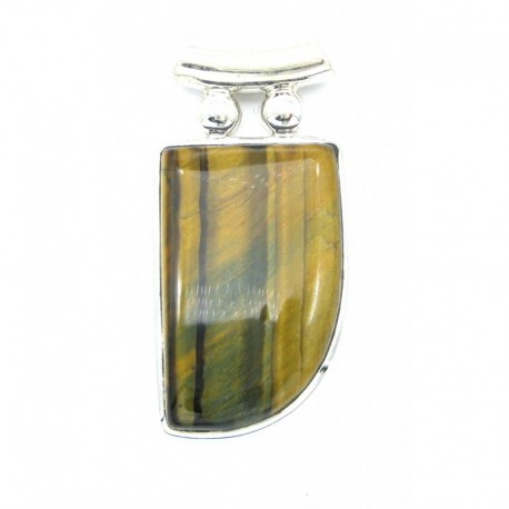 Anhänger Tigerauge Pipe Zahn, 17x40 mm 925er Silber