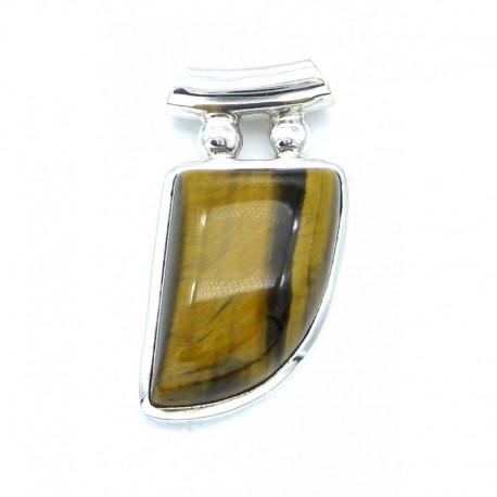 Anhänger Tigerauge Pipe Zahn, 17x30 mm 925er Silber