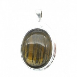 Anhänger Tigerauge Freeform Oval, 14x28 mm 925er Silber