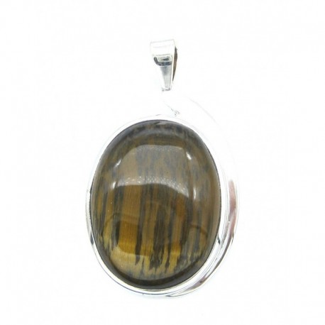 Anhänger Tigerauge Freeform Oval, 14x28 mm 925er Silber