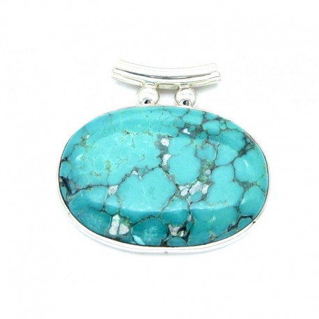 Anhänger Türkis (stabilisiert) Pipe Oval, 45x44 mm 925er Silber
