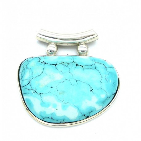 Anhänger Türkis (stabilisiert) Pipe Freeform, 42x43 mm 925er Silber