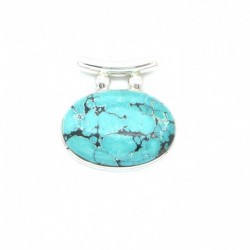 Anhänger Türkis (stabilisiert) Pipe Oval, 35x37 mm 925er Silber