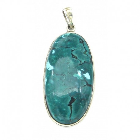 Anhänger Türkis (stabilisiert) Oval, 23x57 mm 925er Silber