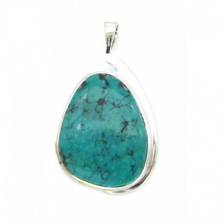 Anhänger Türkis (stabilisiert) Freeform, 24x52 mm 925er Silber