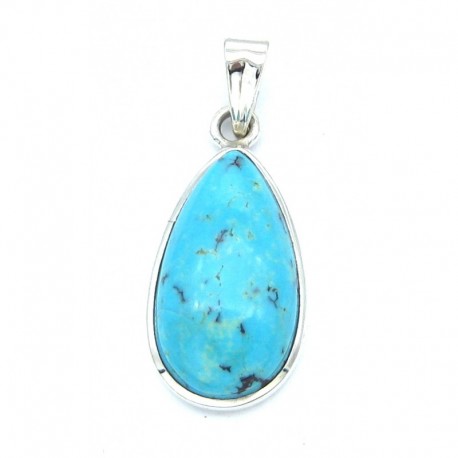 Anhänger Türkis (stabilisiert) Tropfen, 15x36 mm 925er Silber