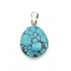 Anhänger Türkis (stabilisiert) Freeform, 19x31 mm 925er Silber