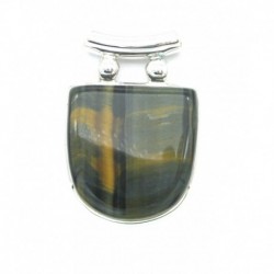 Anhänger Tiger-Falkenauge Pipe Schild, 28x40 mm 925er Silber