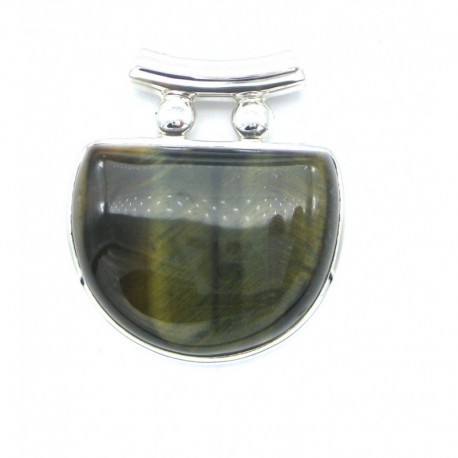 Anhänger Tiger-Falkenauge Pipe Halbkreis, 31x36 mm 925er Silber