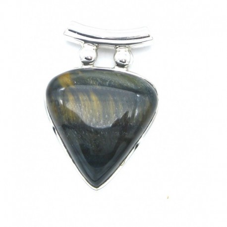 Anhänger Tiger-Falkenauge Pipe Tropfen, 27x40 mm 925er Silber