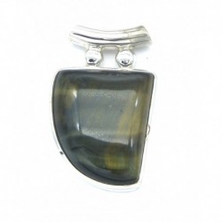 Anhänger Tiger-Falkenauge Pipe Zahn, 26x41 mm 925er Silber