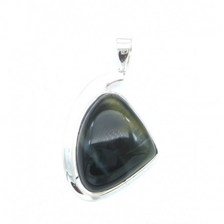 Anhänger Tigerauge Dreieck abgerundet, 24x40 mm 925er Silber