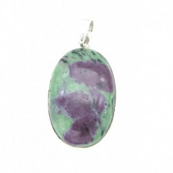 Anhänger Zoisit (Anyolith) mit Rubin Oval, 23x47 mm 925er Silber