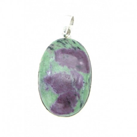 Anhänger Zoisit (Anyolith) mit Rubin Oval, 23x47 mm 925er Silber