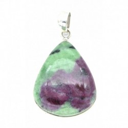 Anhänger Zoisit (Anyolith) mit Rubin Tropfen, 25x44 mm 925er Silber