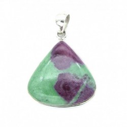 Anhänger Zoisit (Anyolith) mit Rubin Tropfen, 29x41 mm 925er Silber