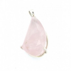 Anhänger Rosenquarz facettiert Freeform 25x53 mm 925er Silber
