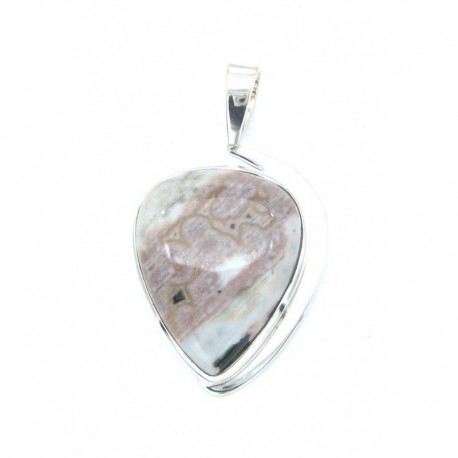 Anhänger Ozean-Achat (Chalcedon) Schlaufe 26x45 mm 925er Silber