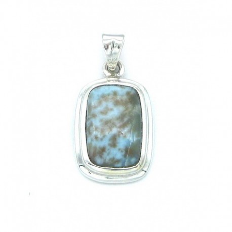 Anhänger Larimar Rechteck 14x28 mm 925er Silber