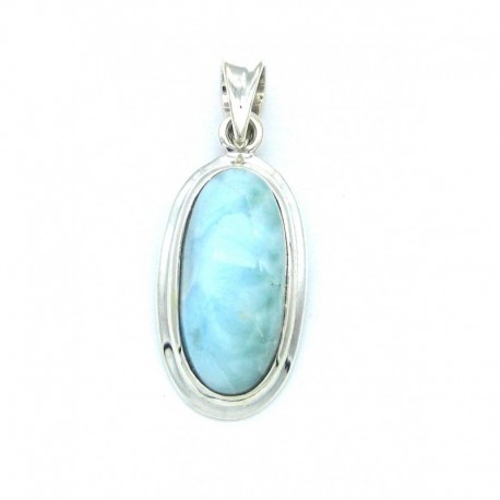 Anhänger Larimar Oval 13x37 mm 925er Silber