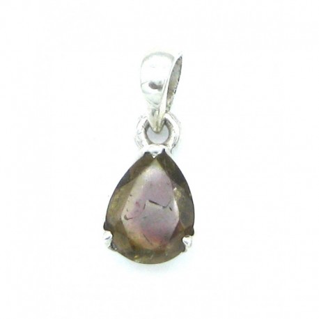 Anhänger Turmalin gelb-rot facettiert Tropfen 9x20 mm 925er Silber