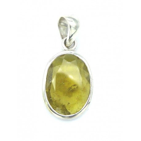 Anhänger Turmalin gelb facettiert Oval 15x34 mm 925er Silber