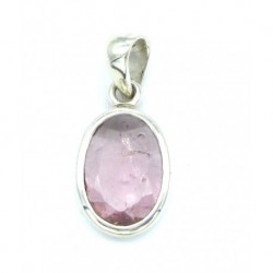 Anhänger Turmalin rot facettiert Oval 14x30 mm 925er Silber