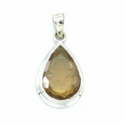 Anhänger Turmalin gelb-braun facettiert Tropfen 16x37 mm 925er Silber