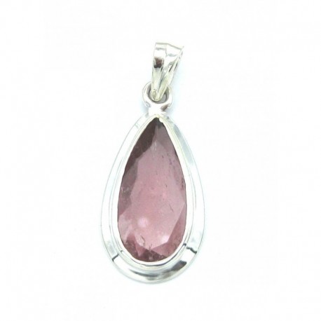 Anhänger Turmalin rot facettiert Tropfen 16x40 mm 925er Silber
