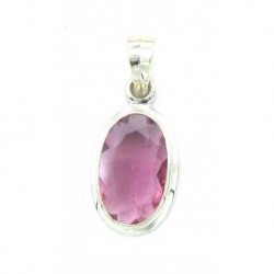 Anhänger Turmalin rot facettiert Oval 14x33 mm 925er Silber