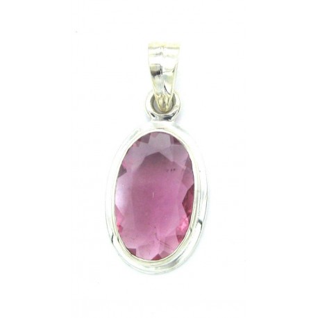 Anhänger Turmalin rot facettiert Oval 14x33 mm 925er Silber