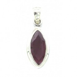 Anhänger Turmalin rot facettiert Auge 13x36 mm 925er Silber