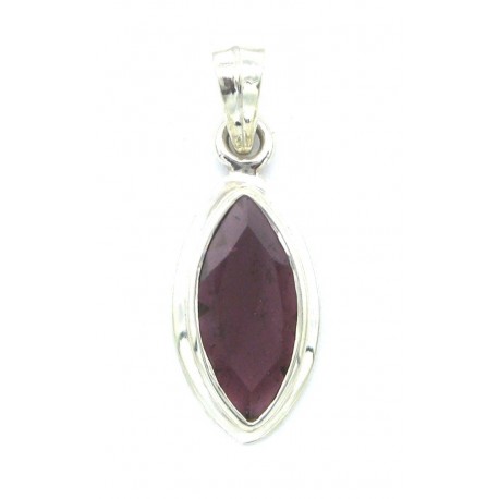 Anhänger Turmalin rot facettiert Auge 13x36 mm 925er Silber