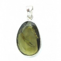 Anhänger Turmalin gelb facettiert Ei 18x37 mm 925er Silber