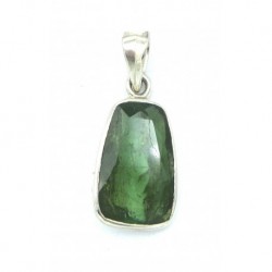 Anhänger Turmalin grün facettiert Trapez 15x34 mm 925er Silber