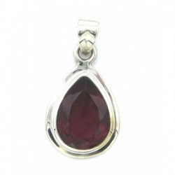 Anhänger Turmalin rot facettiert Tropfen 15x29 mm 925er Silber