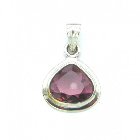 Anhänger Turmalin rot facettiert Tropfen 16x24 mm 925er Silber