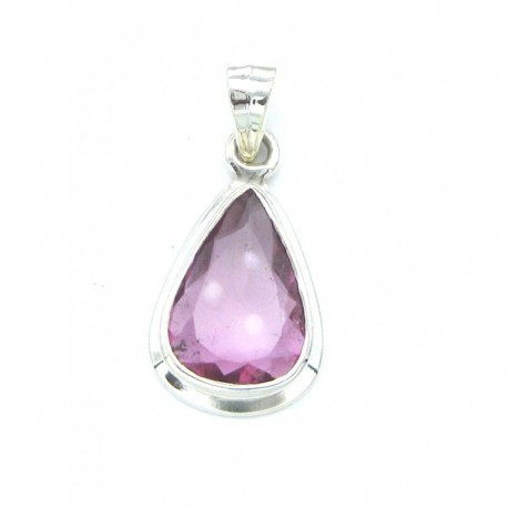 Anhänger Turmalin rot facettiert Tropfen 16x31 mm 925er Silber