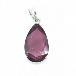 Anhänger Turmalin rot facettiert Tropfen 16x37 mm 925er Silber