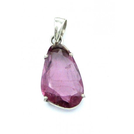 Anhänger Turmalin rot facettiert Freeform 13x30 mm 925er Silber