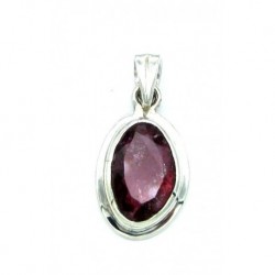 Anhänger Turmalin rot facettiert Freeform 13x26 mm 925er Silber