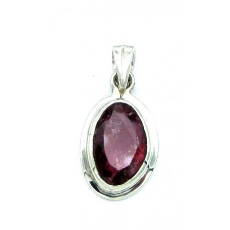 Anhänger Turmalin rot facettiert Freeform 13x26 mm 925er Silber