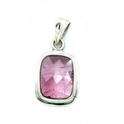 Anhänger Turmalin rot facettiert Rechteck 13x26mm 925er Silber