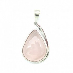 Anhänger Rosenquarz Tropfen 19x37 mm 925er Silber